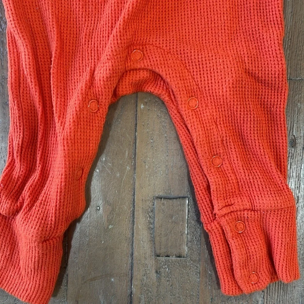 Posh peanut orange waffle bamboo romper